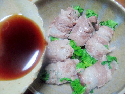 菊菜の肉巻き蒸し